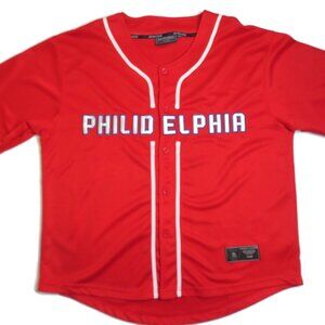 Renegade‎ Sportswear Philidelphia Baseball Jersey Mens 2XL Red Sewn Button Up
